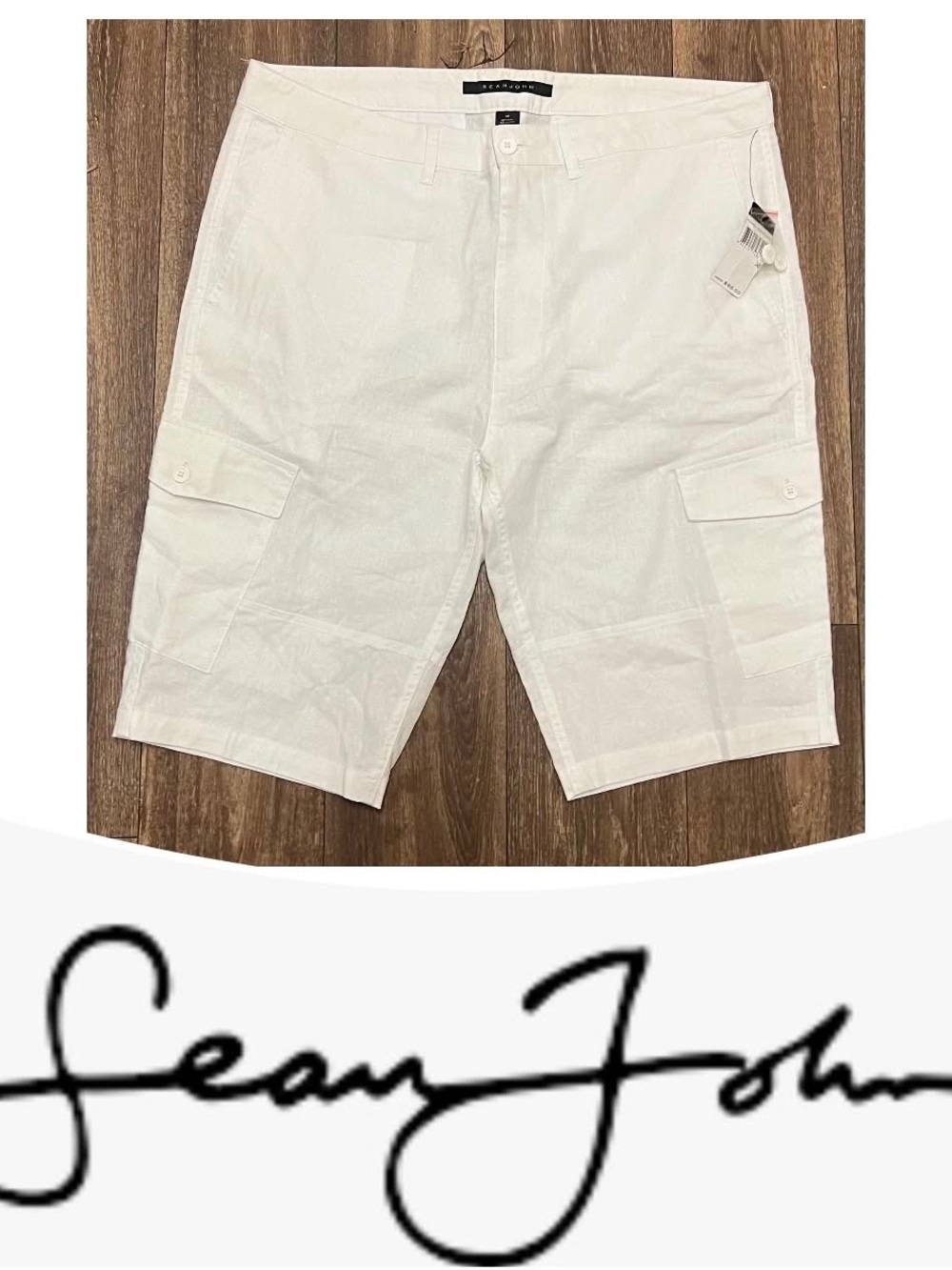 Sean John Men's White Cargo Shorts - Classic Pocket Style